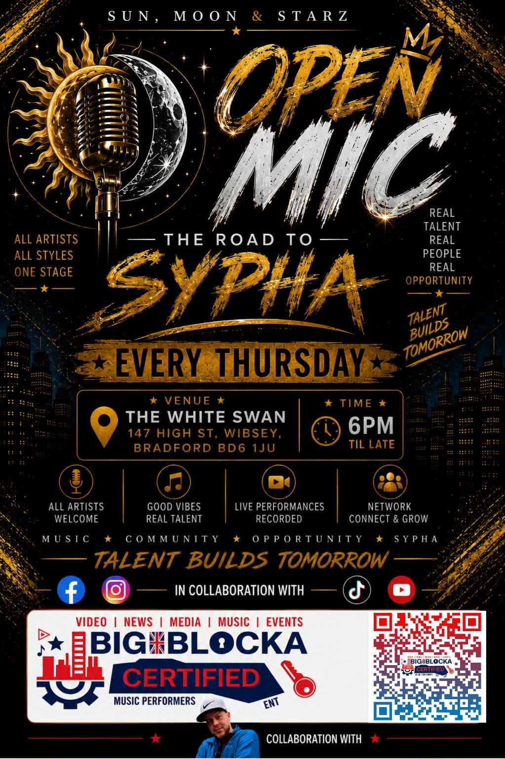 Open Mic: The Road to Sypha every Thursday at The White Swan, Wibsey